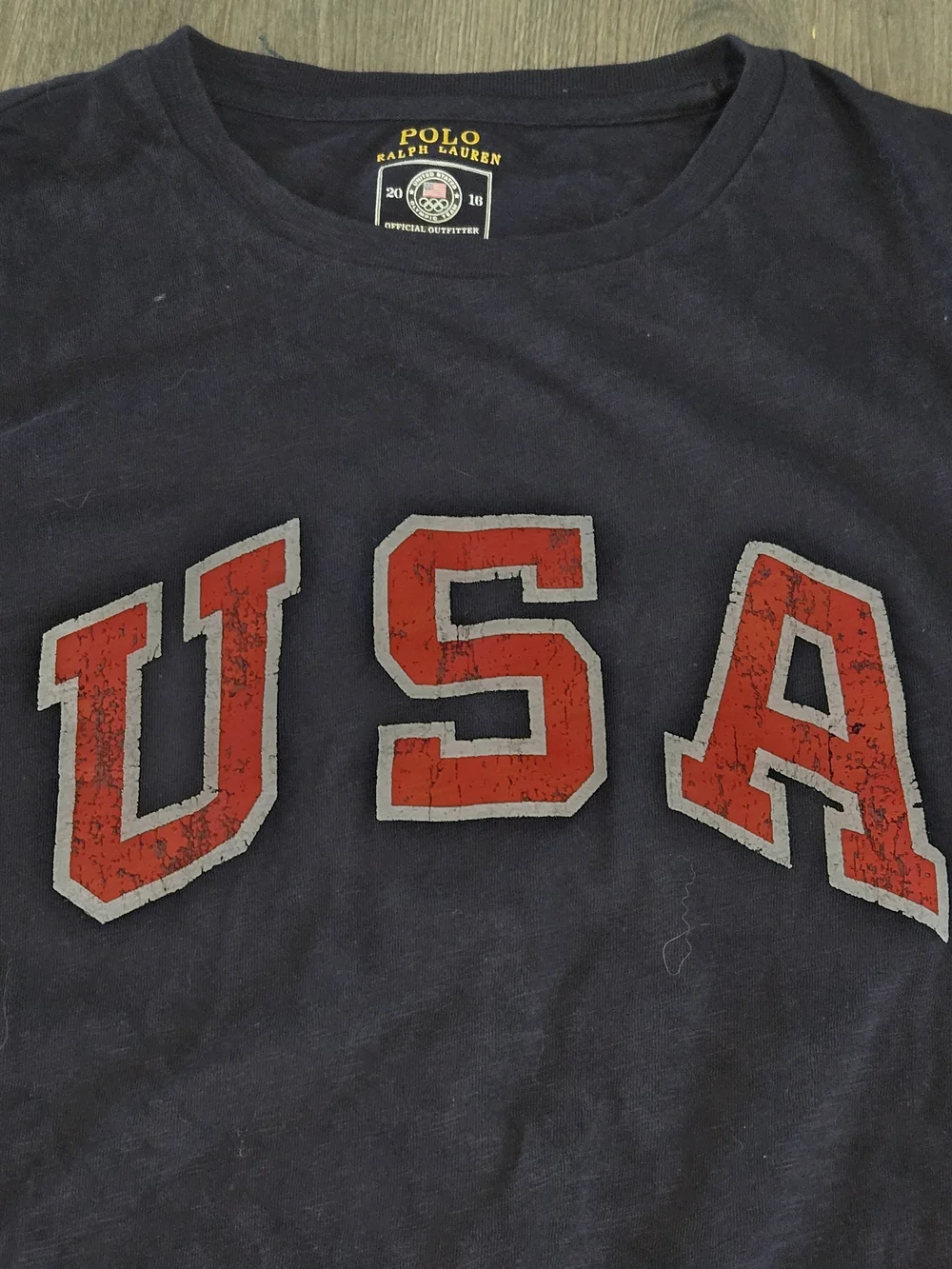 Polo Ralph Lauren Shirt Mens Medium Blue USA Olympic Team 2016 Patch Sleeve Sz S